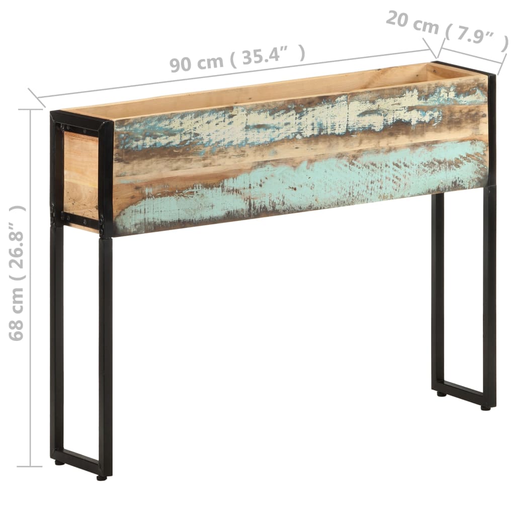 Tömör újrahasznosított fa virágtartó 90 x 20 x 68 cm 5