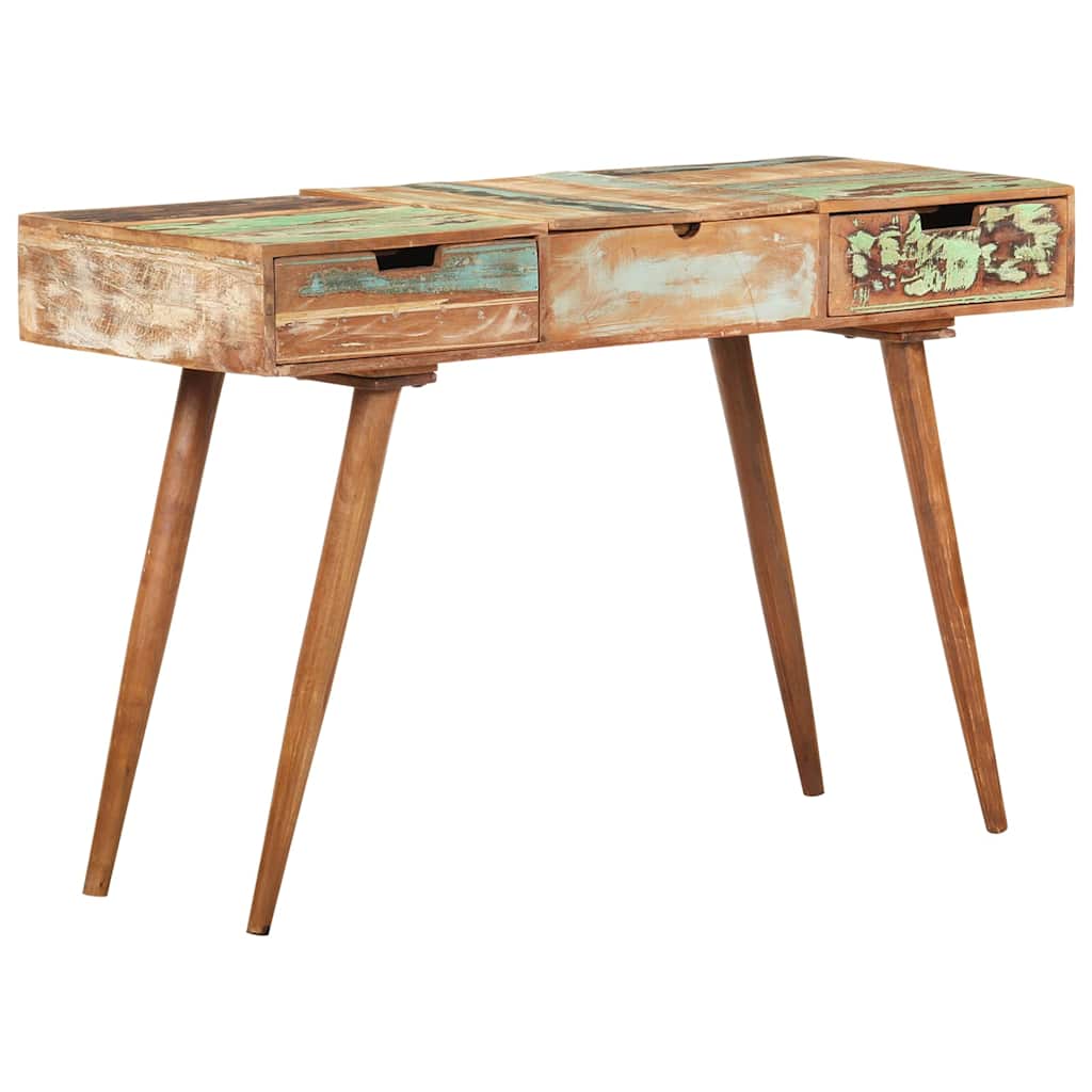 Tömör újrahasznosított fa fésülködőasztal tükörrel 112x45x76 cm 11