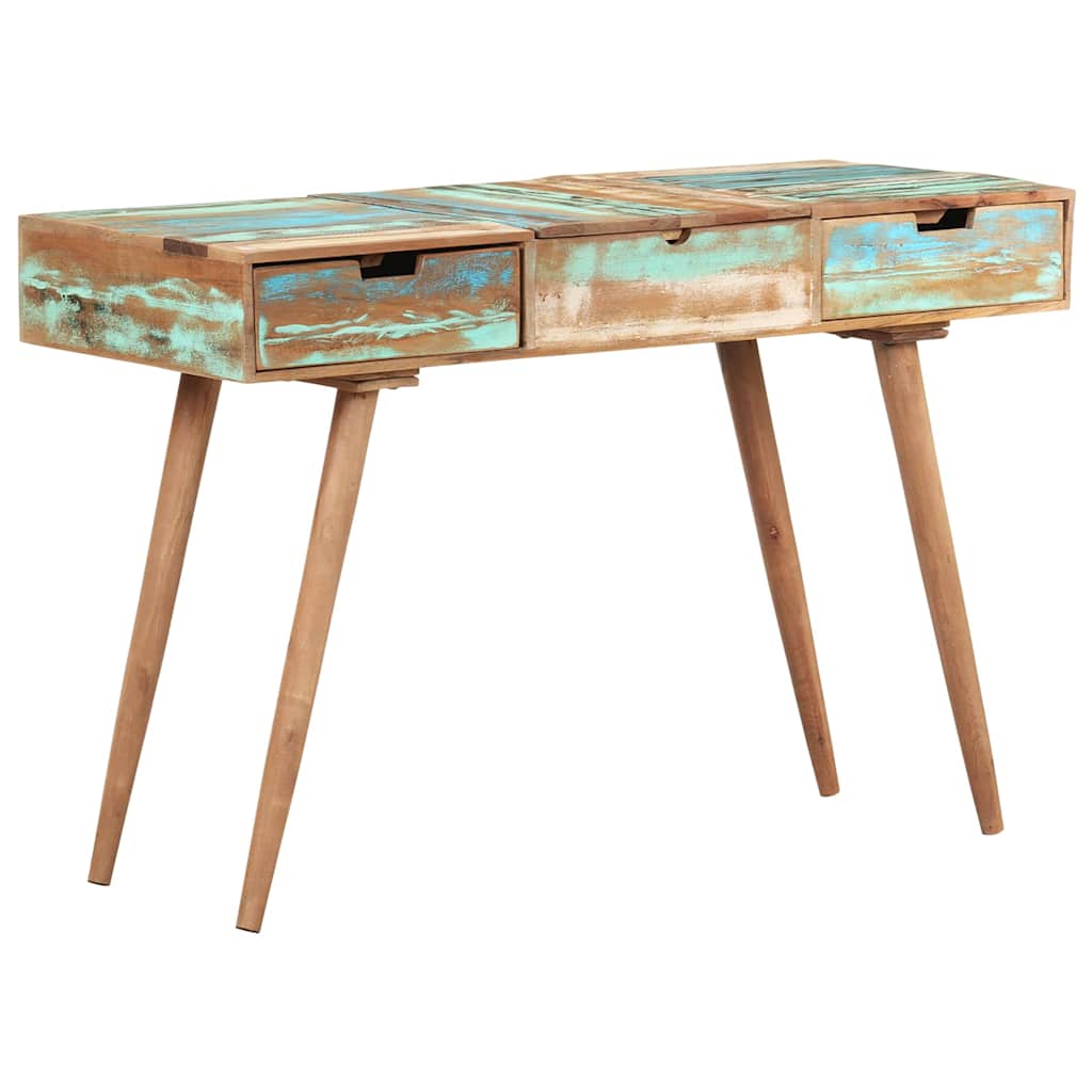 Tömör újrahasznosított fa fésülködőasztal tükörrel 112x45x76 cm 12