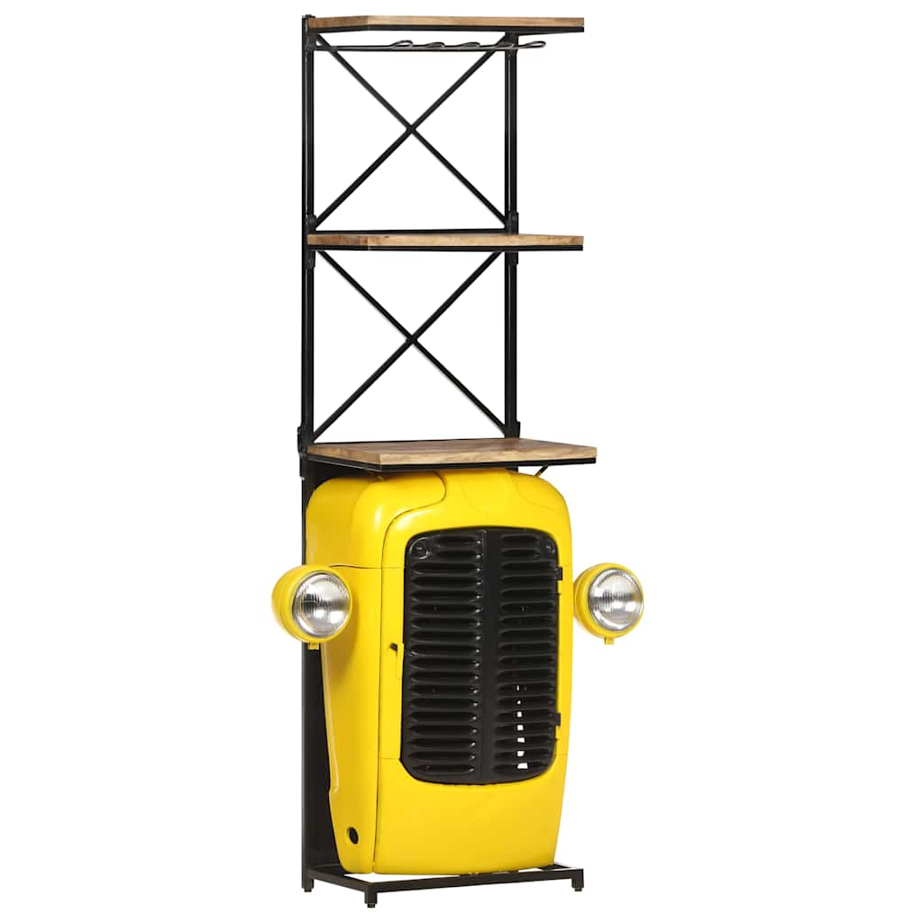 Sárga tömör mangófa traktor borszekrény 49 x 31 x 172 cm 12