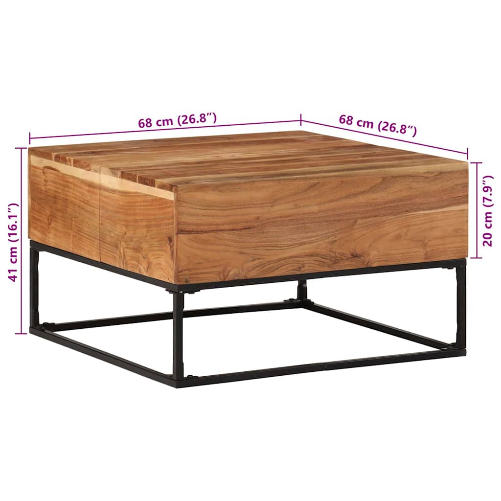 Tömör akácfa dohányzóasztal 68 x 68 x 41 cm 11