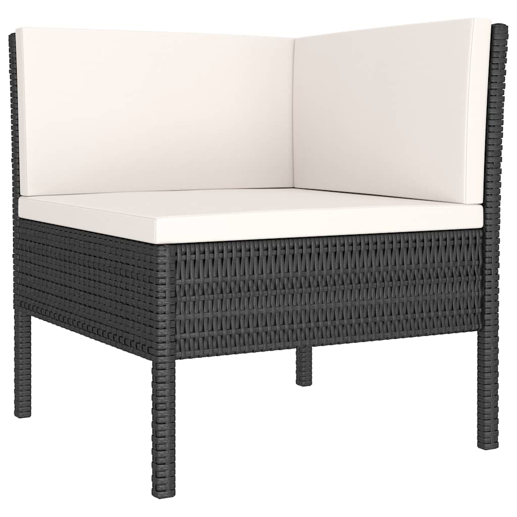 3 részes fekete polyrattan kerti ülőgarnitúra párnákkal 3