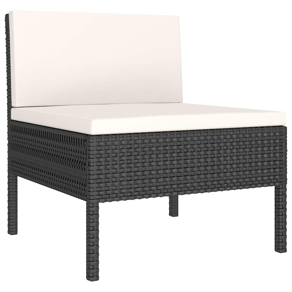 3 részes fekete polyrattan kerti ülőgarnitúra párnákkal 4