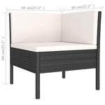 3 részes fekete polyrattan kerti ülőgarnitúra párnákkal 6