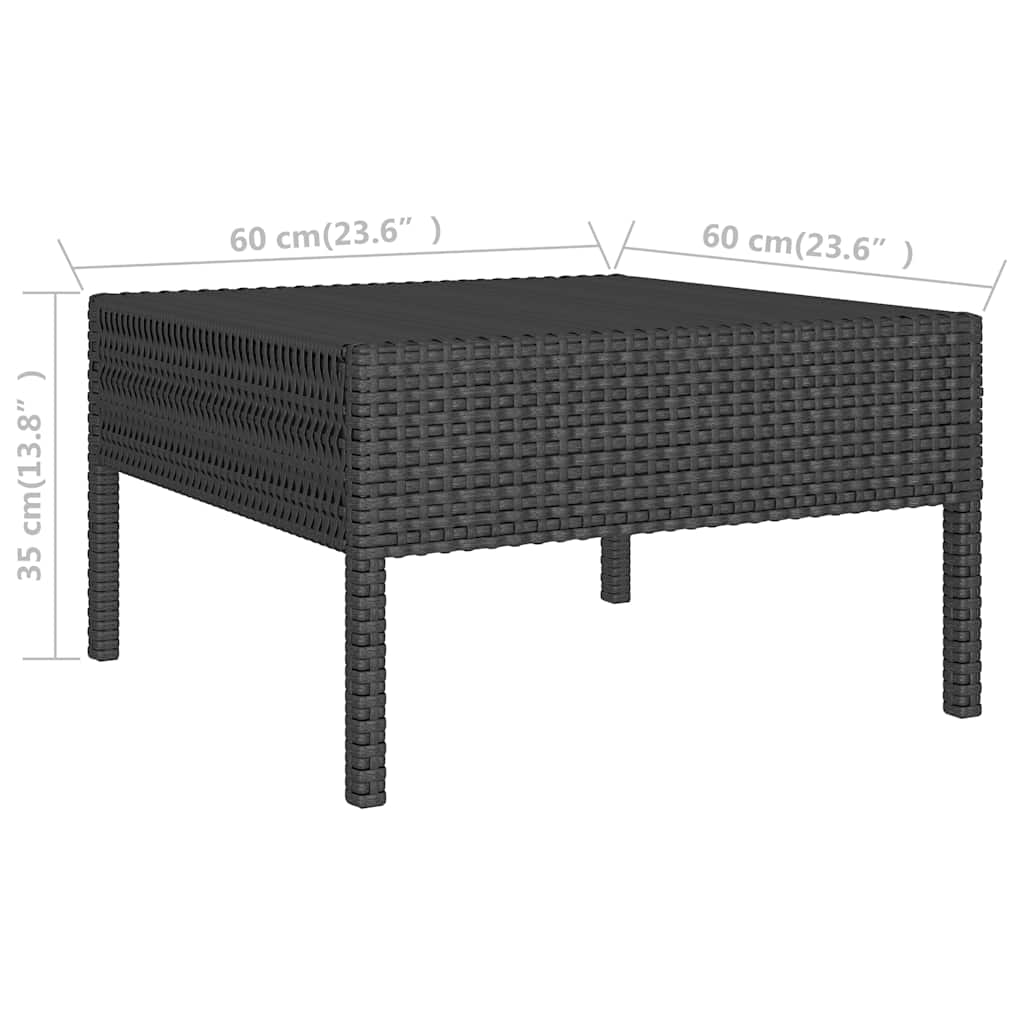 3 részes fekete polyrattan kerti ülőgarnitúra párnákkal 8