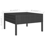 2-részes fekete polyrattan kerti bútorszett párnákkal 6