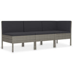 3 részes szürke polyrattan kerti ülőgarnitúra párnákkal 2