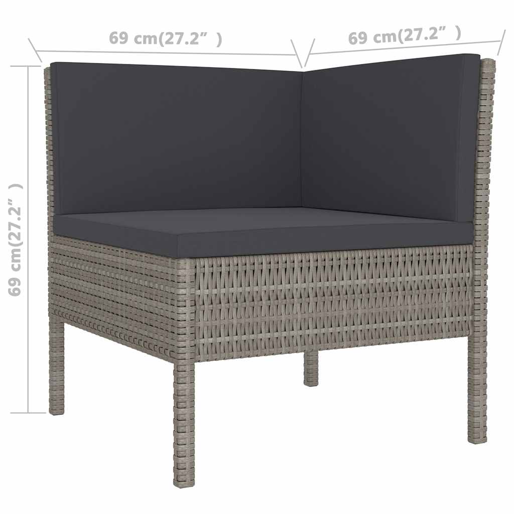 3 részes szürke polyrattan kerti ülőgarnitúra párnákkal 5