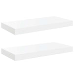 2 db magasfényű fehér MDF lebegő fali polc 50 x 23,5 x 3,8 cm 2