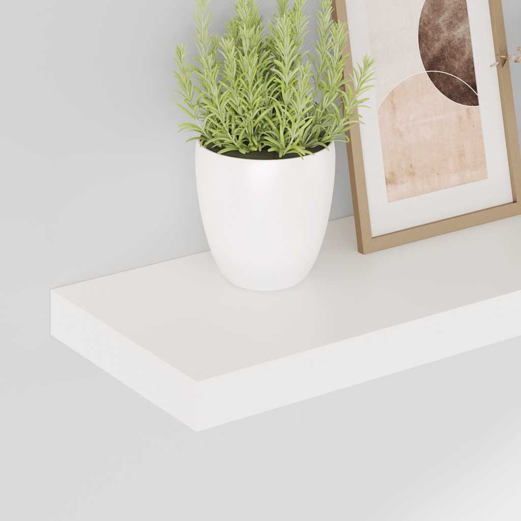 2 db magasfényű fehér MDF lebegő fali polc 50 x 23,5 x 3,8 cm 4