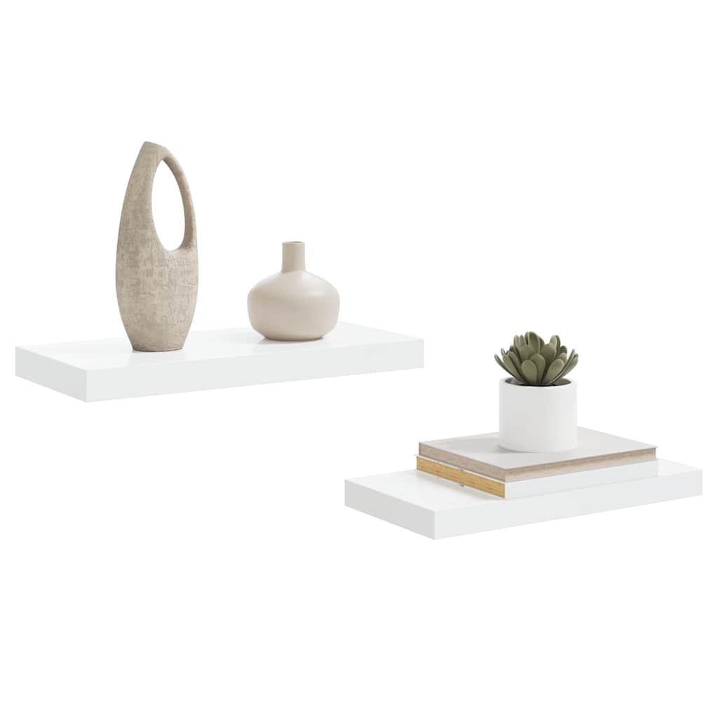 2 db magasfényű fehér MDF lebegő fali polc 50 x 23,5 x 3,8 cm 5