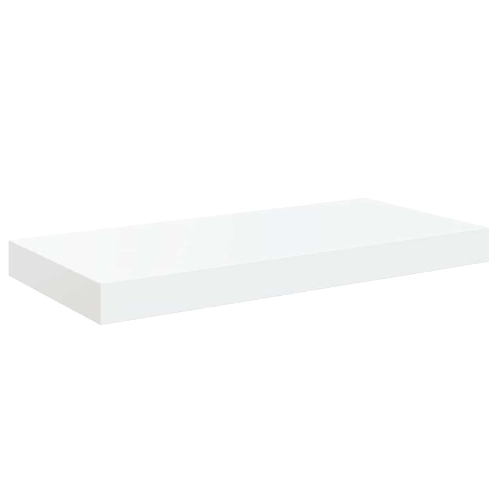 2 db magasfényű fehér MDF lebegő fali polc 50 x 23,5 x 3,8 cm 6
