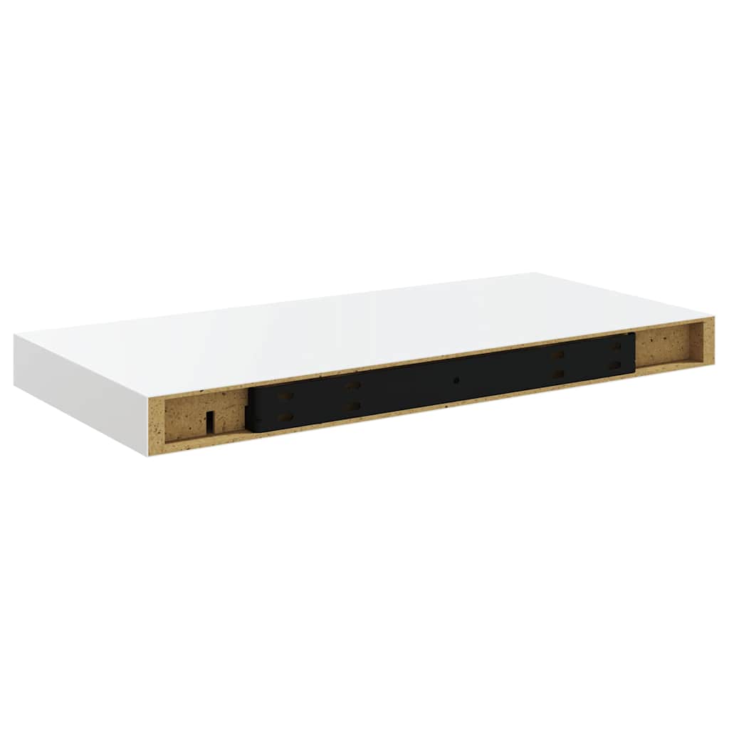 2 db magasfényű fehér MDF lebegő fali polc 50 x 23,5 x 3,8 cm 9