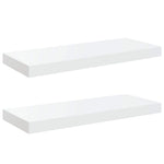 2 db magasfényű fehér MDF lebegő fali polc 60 x 23,5 x 3,8 cm 2