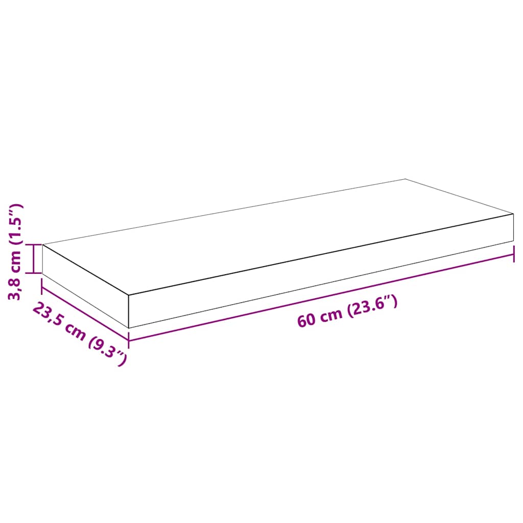 2 db magasfényű fehér MDF lebegő fali polc 60 x 23,5 x 3,8 cm 15