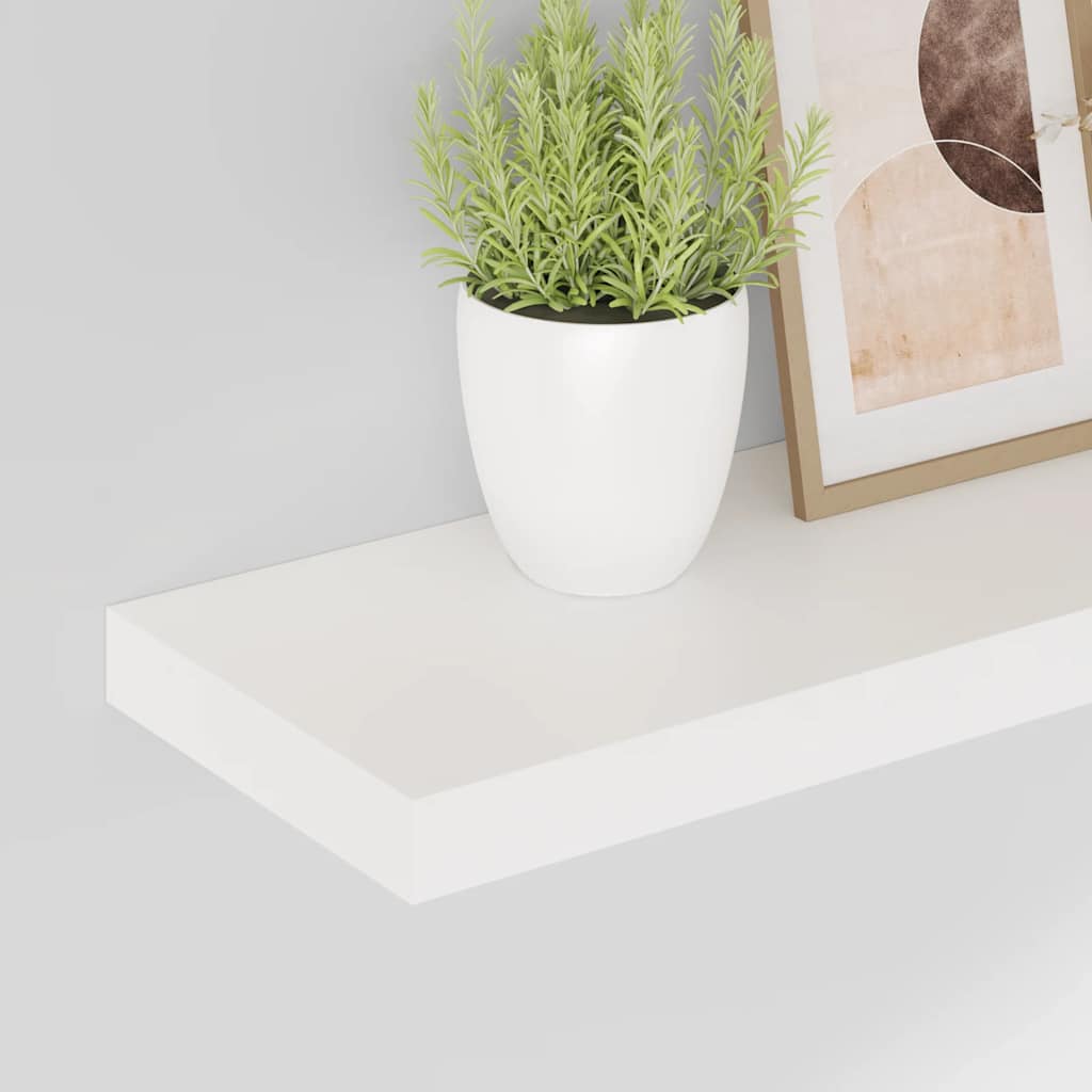 2 db magasfényű fehér MDF lebegő fali polc 60 x 23,5 x 3,8 cm 4