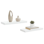 2 db magasfényű fehér MDF lebegő fali polc 60 x 23,5 x 3,8 cm 5
