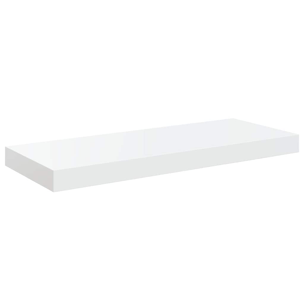 2 db magasfényű fehér MDF lebegő fali polc 60 x 23,5 x 3,8 cm 6