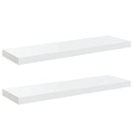 2 db magasfényű fehér MDF lebegő fali polc 80 x 23,5 x 3,8 cm 2