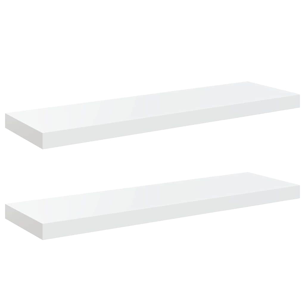 2 db magasfényű fehér MDF lebegő fali polc 80 x 23,5 x 3,8 cm 2