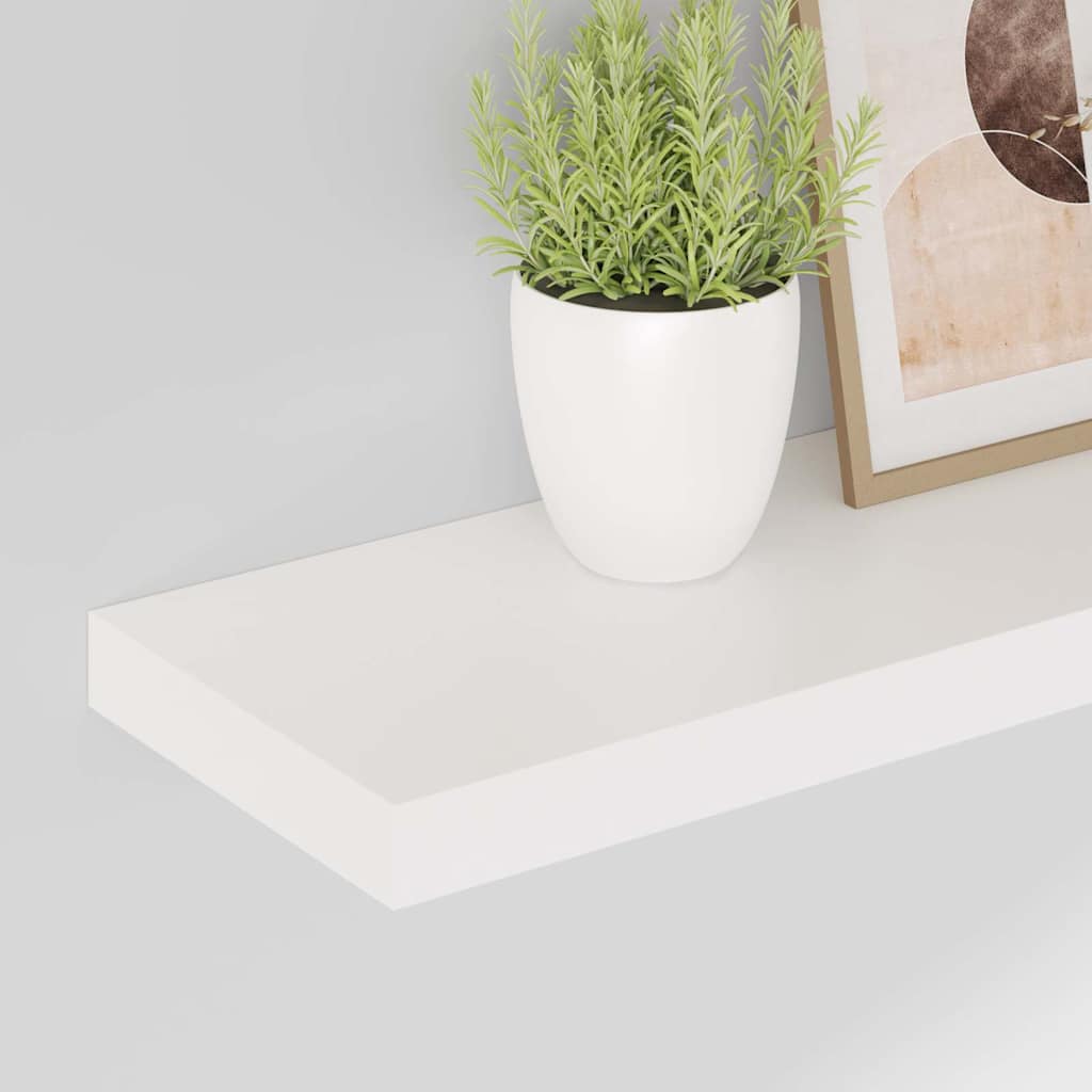 2 db magasfényű fehér MDF lebegő fali polc 80 x 23,5 x 3,8 cm 4