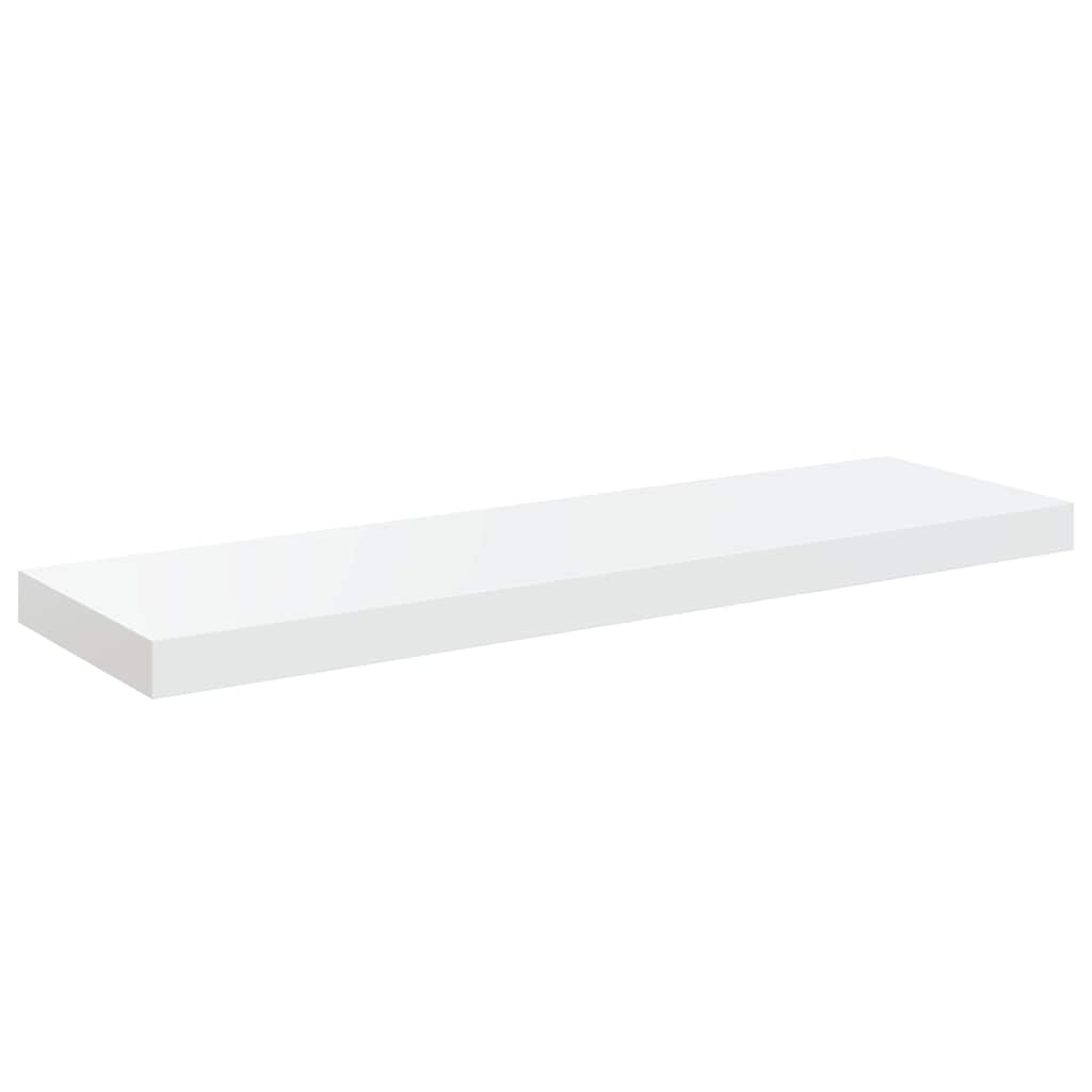 2 db magasfényű fehér MDF lebegő fali polc 80 x 23,5 x 3,8 cm 6