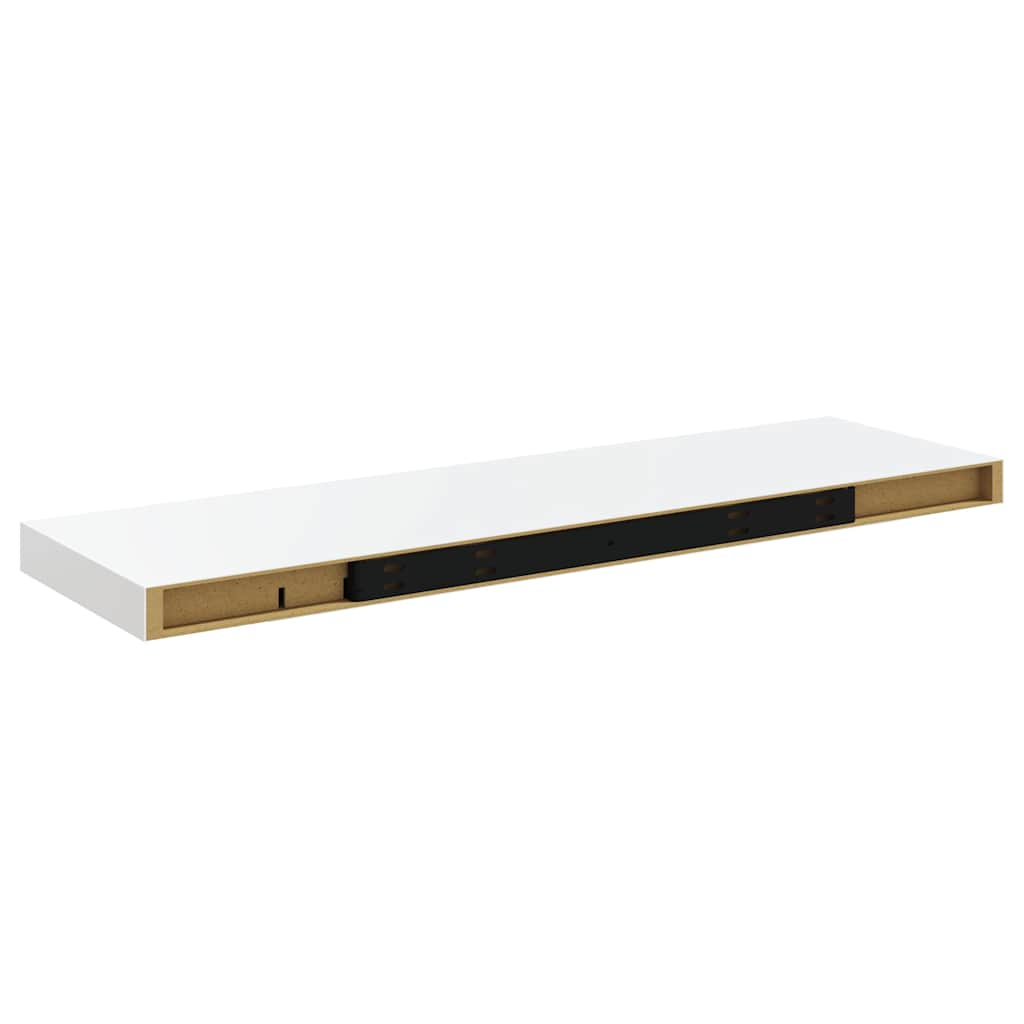 2 db magasfényű fehér MDF lebegő fali polc 80 x 23,5 x 3,8 cm 8