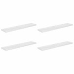 4 db magasfényű fehér MDF lebegő fali polc 120 x 23,5 x 3,8 cm 2