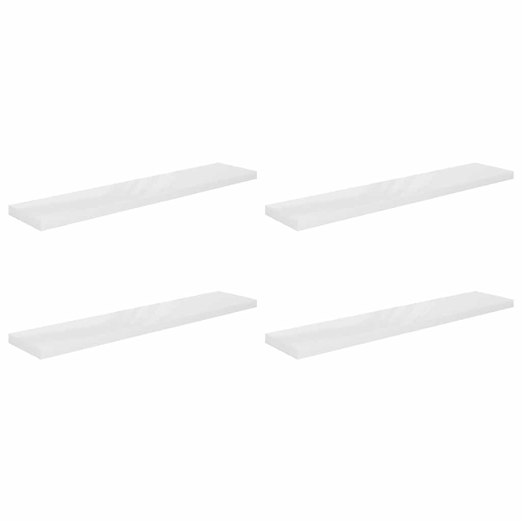 4 db magasfényű fehér MDF lebegő fali polc 120 x 23,5 x 3,8 cm 2