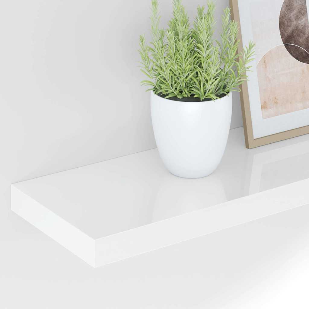 4 db magasfényű fehér MDF lebegő fali polc 120 x 23,5 x 3,8 cm 4