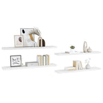 4 db magasfényű fehér MDF lebegő fali polc 120 x 23,5 x 3,8 cm 5