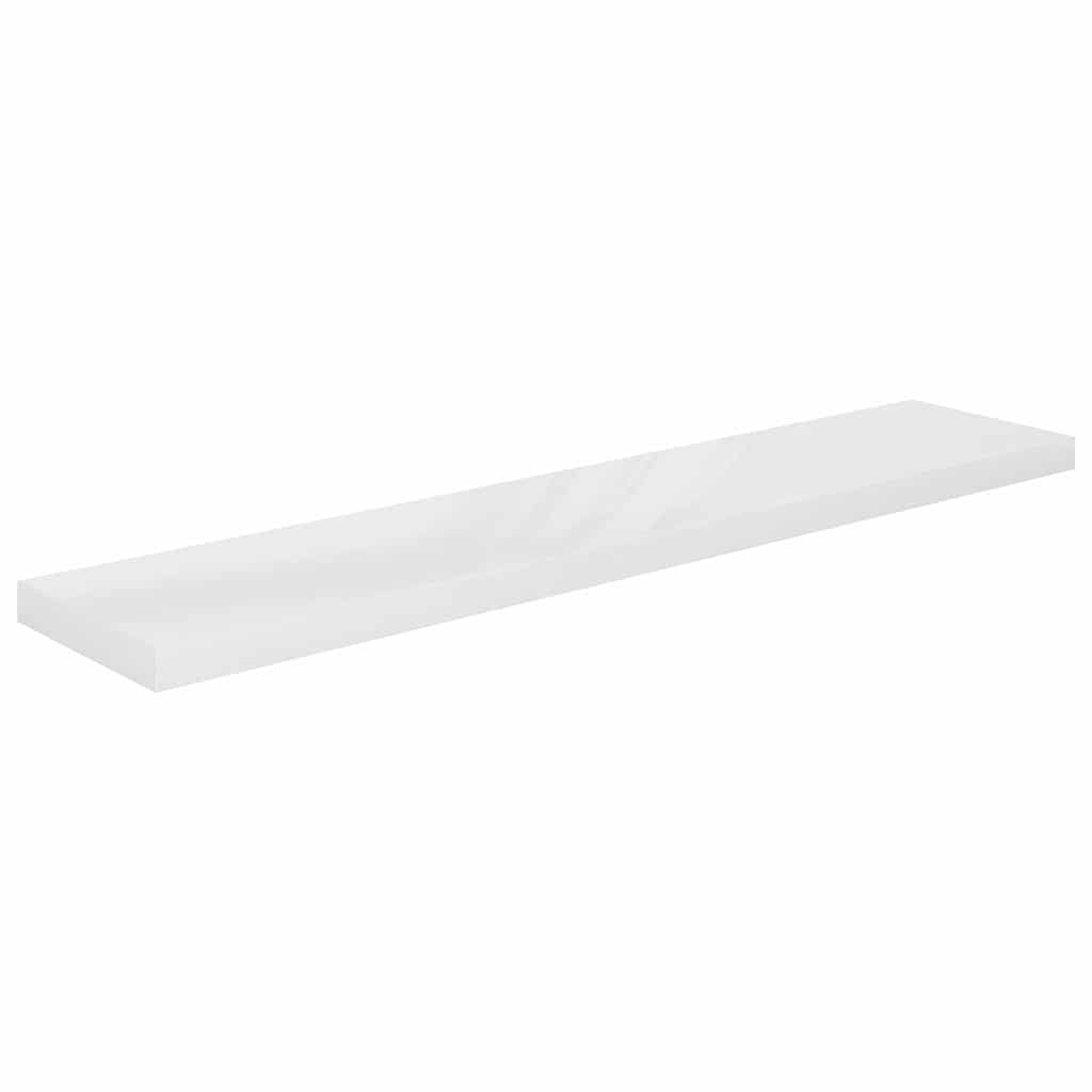 4 db magasfényű fehér MDF lebegő fali polc 120 x 23,5 x 3,8 cm 7