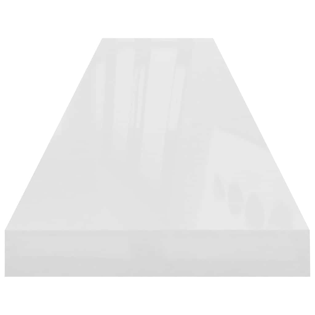 4 db magasfényű fehér MDF lebegő fali polc 120 x 23,5 x 3,8 cm 8