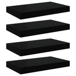 4 db magasfényű fekete MDF lebegő fali polc 40 x 23,5 x 3,8 cm 2