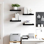 4 db magasfényű fekete MDF lebegő fali polc 40 x 23,5 x 3,8 cm 3