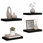4 db magasfényű fekete MDF lebegő fali polc 40 x 23,5 x 3,8 cm 5