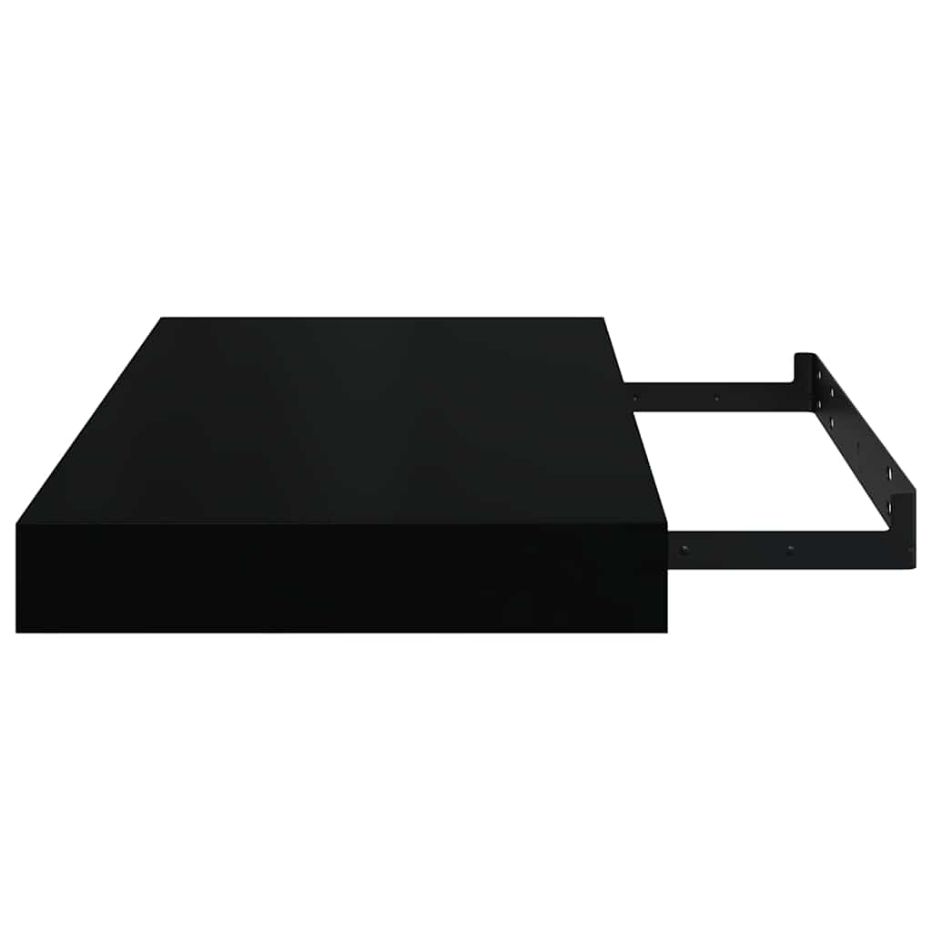 4 db magasfényű fekete MDF lebegő fali polc 40 x 23,5 x 3,8 cm 11