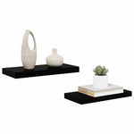 2 db magasfényű fekete MDF lebegő fali polc 50 x 23,5 x 3,8 cm 5