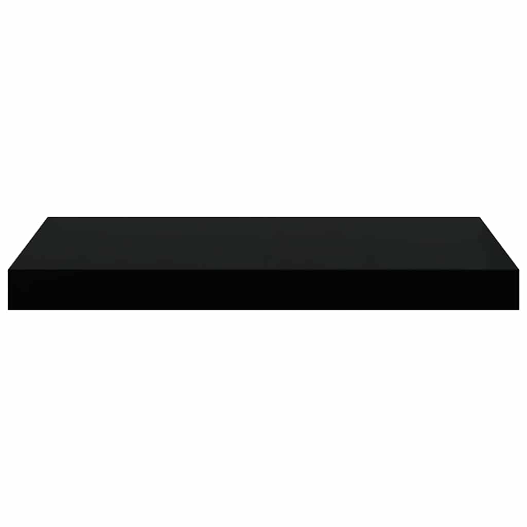 2 db magasfényű fekete MDF lebegő fali polc 50 x 23,5 x 3,8 cm 6