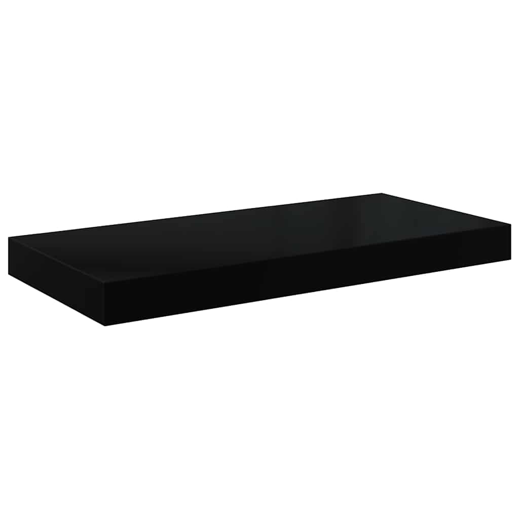 2 db magasfényű fekete MDF lebegő fali polc 50 x 23,5 x 3,8 cm 7