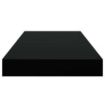 2 db magasfényű fekete MDF lebegő fali polc 50 x 23,5 x 3,8 cm 8
