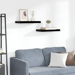 2 db magasfényű fekete MDF lebegő fali polc 50 x 23,5 x 3,8 cm