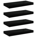 4 db magasfényű fekete MDF lebegő fali polc 50 x 23,5 x 3,8 cm 2