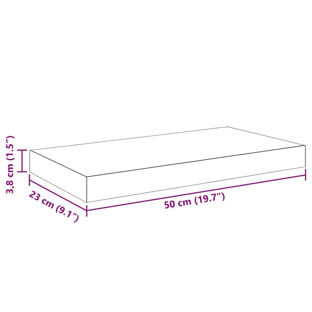 4 db magasfényű fekete MDF lebegő fali polc 50 x 23,5 x 3,8 cm 15