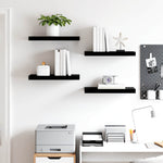 4 db magasfényű fekete MDF lebegő fali polc 50 x 23,5 x 3,8 cm 3