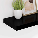 4 db magasfényű fekete MDF lebegő fali polc 50 x 23,5 x 3,8 cm 4