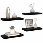 4 db magasfényű fekete MDF lebegő fali polc 50 x 23,5 x 3,8 cm 5