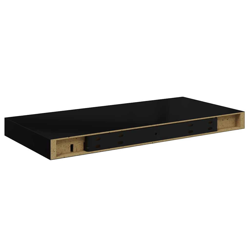 4 db magasfényű fekete MDF lebegő fali polc 50 x 23,5 x 3,8 cm 9