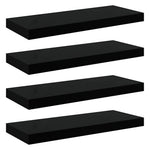 4 db magasfényű fekete MDF lebegő fali polc 60 x 23,5 x 3,8 cm 2