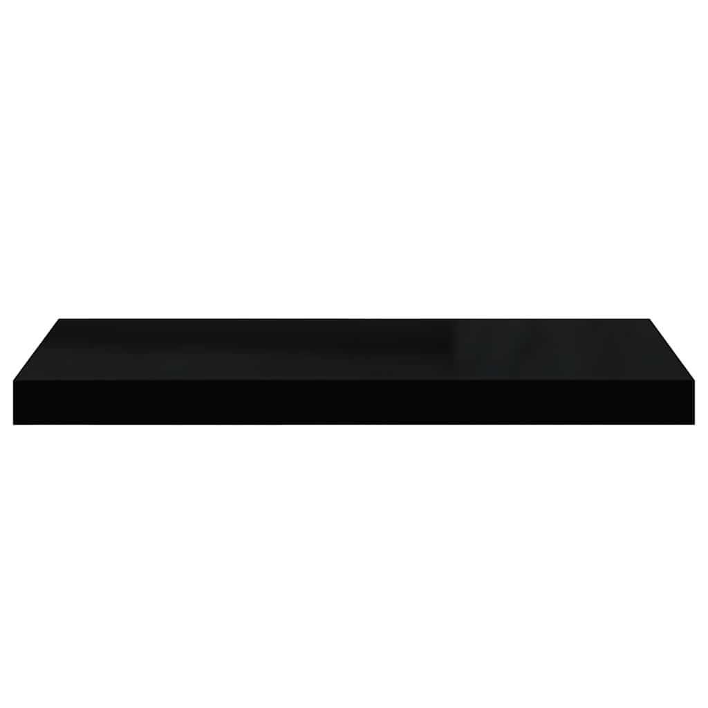 4 db magasfényű fekete MDF lebegő fali polc 60 x 23,5 x 3,8 cm 6